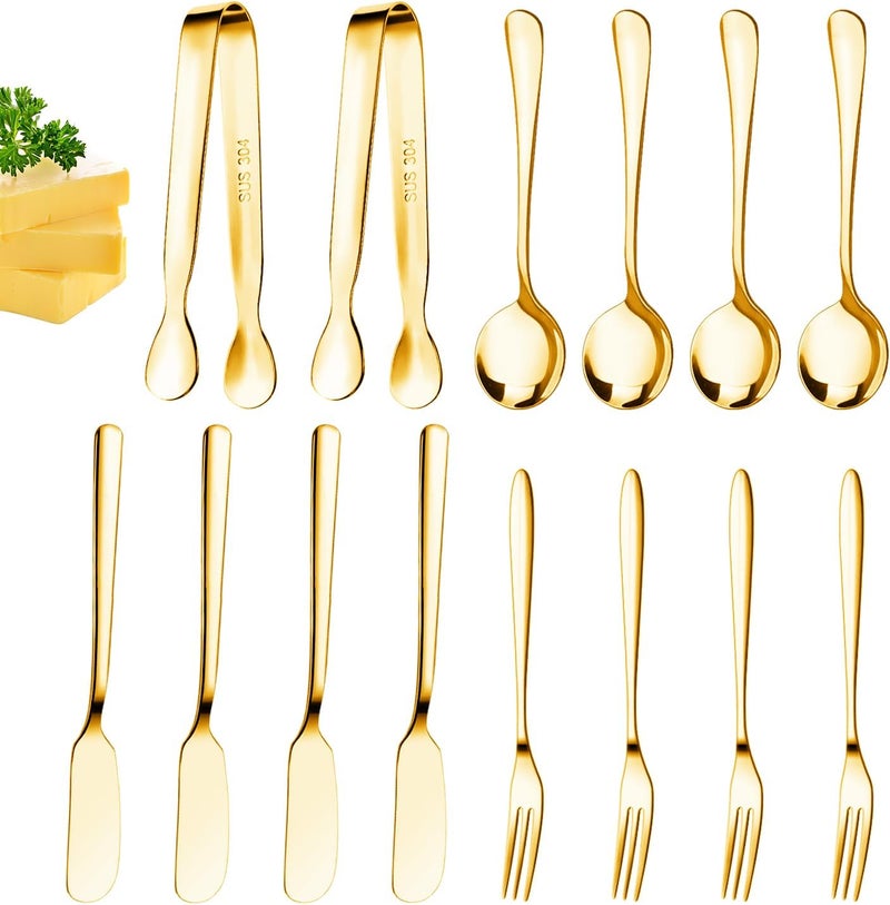 Mlurcu Cheese Butter Spreader Knife Set Charcuterie Accessories Charcuterie Boards Accessories Charcuterie Utensils Stainless Steel Spreader Knives Small Serving Tongs Mini Forks and Spoons for Pastry Making - Image 1